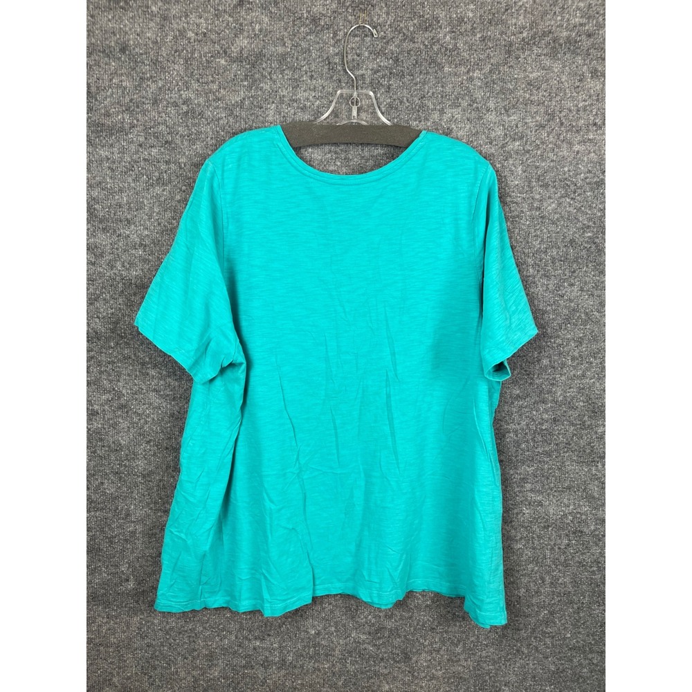 Catherines T-Shirt Women's 2X Teal Good Sequined Fish V-Neck Knit Cotton - Picture 13 of 13